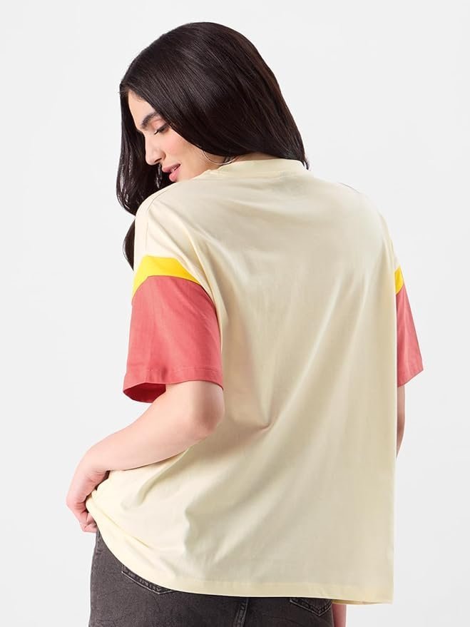 Hoff Womens Oversized Fit Graphic Printed Half Sleeve Cotton Multicolored - Image 3