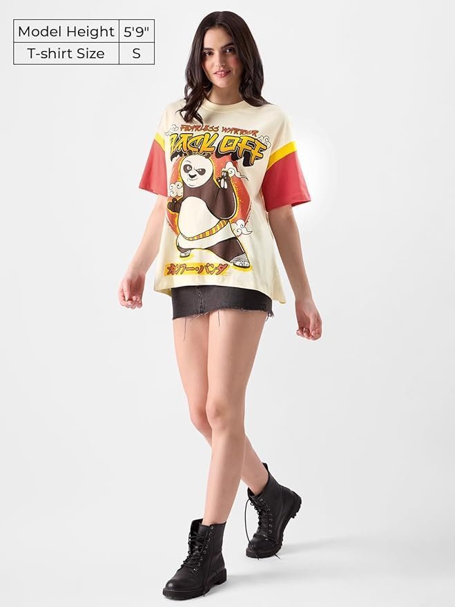 Hoff Womens Oversized Fit Graphic Printed Half Sleeve Cotton Multicolored - Image 5