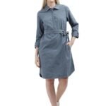 Hilfig Women's Cotton Blend Shirt Below The Knee Casual Dress