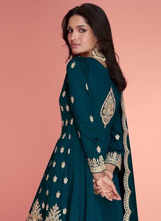 Ethnik Women's Pink Vichitra Silk Stitched Top With Stitched Vichitra Silk Bottom and Vichitra silk Dupatta Full Sleeve Embroidered Straight Kurta - Image 3