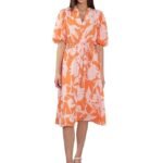 VMODA Women's Polyester Fit and Flare Midi Dress