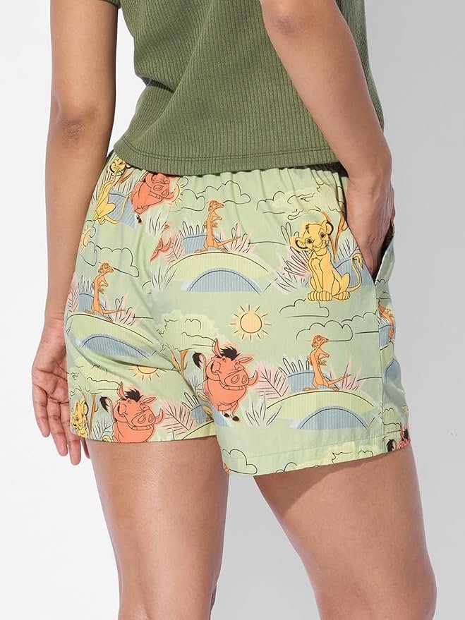 Hakuna Women and Girls Pull On Green All Over Printed Regular Fit Cotton Boxer Shorts - Image 3