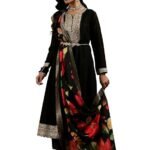 Lib Black Silk Blend Yoke Design Kurta Sets for Women