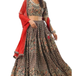 Janasya Womens Pure Cotton Readymade Batik Printed Tiered Ready to Wear Lehenga Choli Set