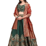 URVAJA Women's Jacquard Semi-Stitched Lehenga choli